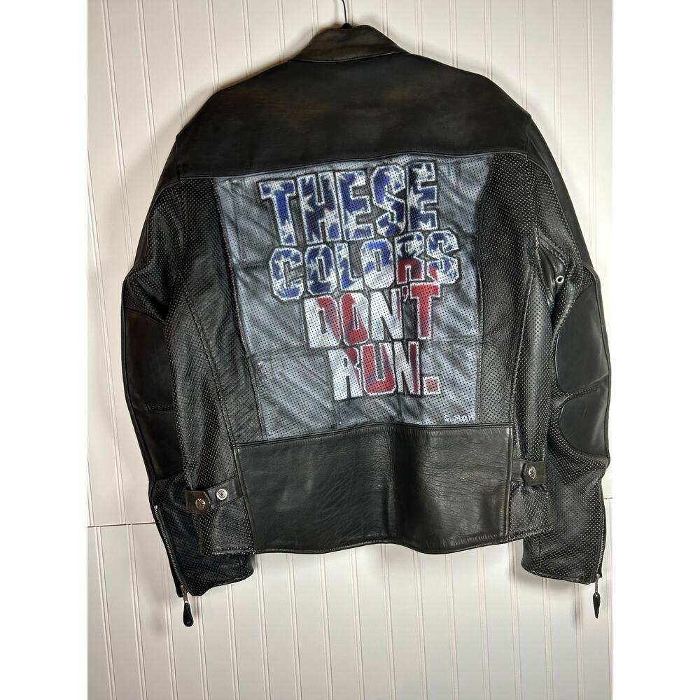 XPERT SPORT MOTORCYCLE BIKER genuine leather men’s JACKET size XL coloured back
